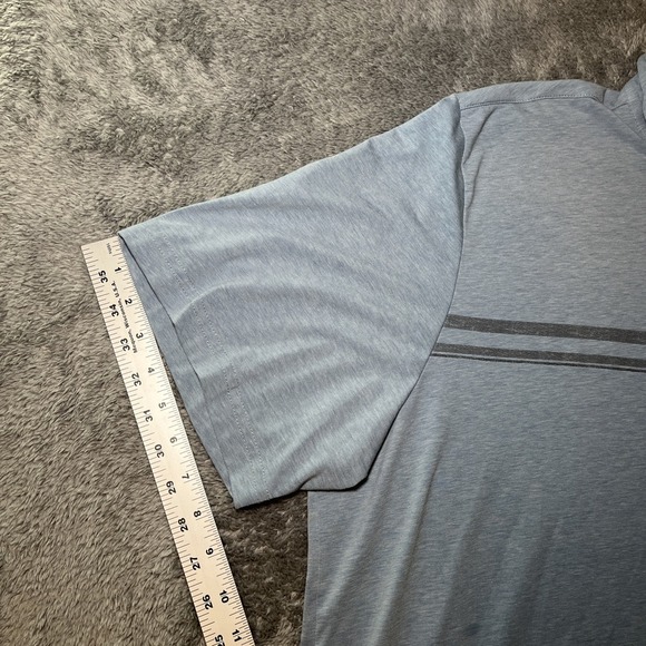 Travis Matthew Men's SZ 3XL Short Sleeve Gold Polo Baby Blue W Grey Stripe Shirt - Picture 7 of 16